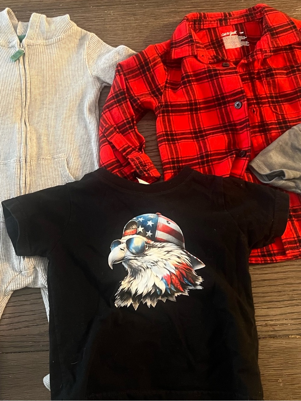 Carter's Black Tee with Patriotic Eagle Graphic